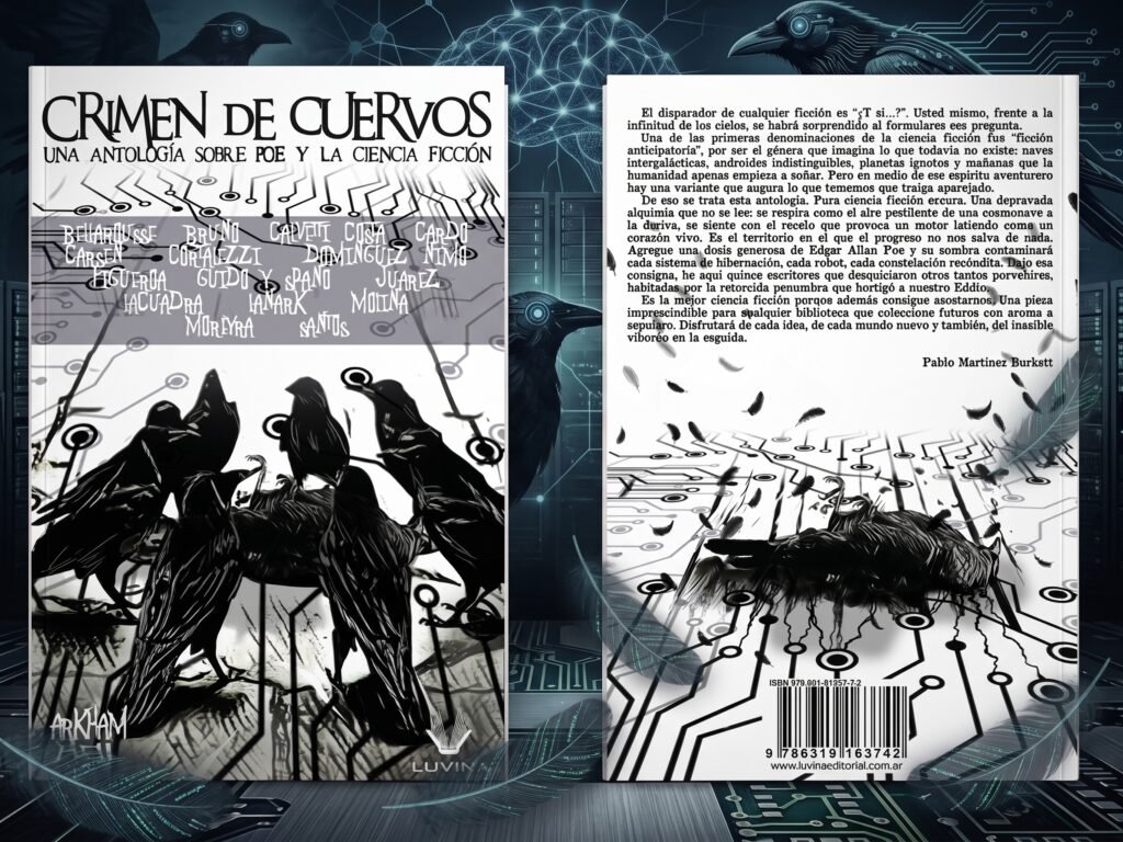 Portada y contratapa de Crimen de Cuervos - Antologia - Luvina