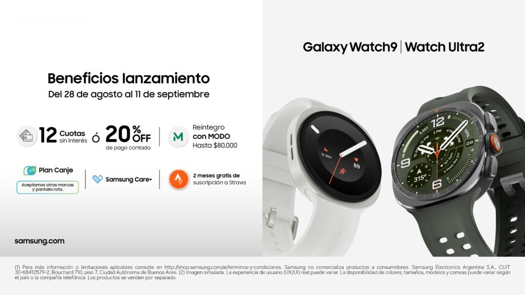 Galaxy Watch9 y Galaxy Watch Ultra2: beneficios de lanzamiento en Argentina